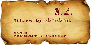 Milanovity Lóránt névjegykártya